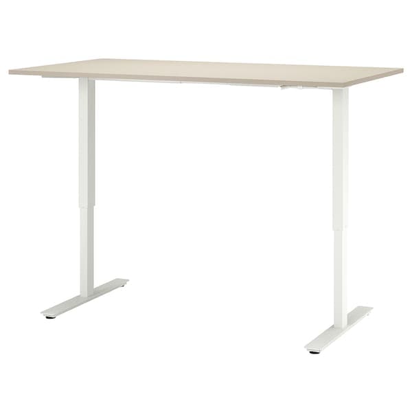 Ikea TROTTEN - Desk sit/stand, beige/white, 160x80 cm
