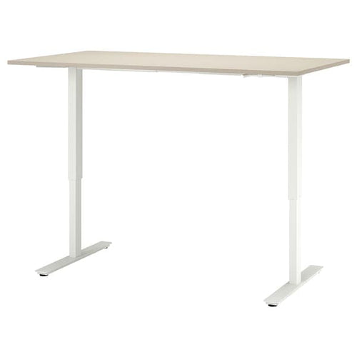 TROTTEN - Desk sit/stand, beige/white, 160x80 cm