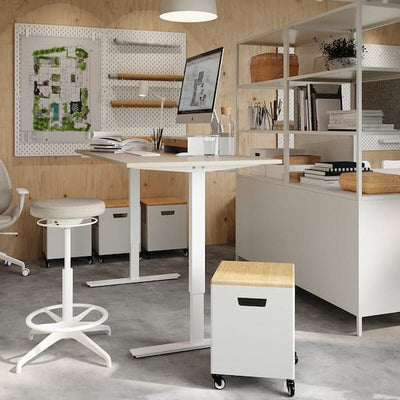 TROTTEN - Desk sit/stand, beige/white, 160x80 cm - best price from Maltashopper.com 29434130