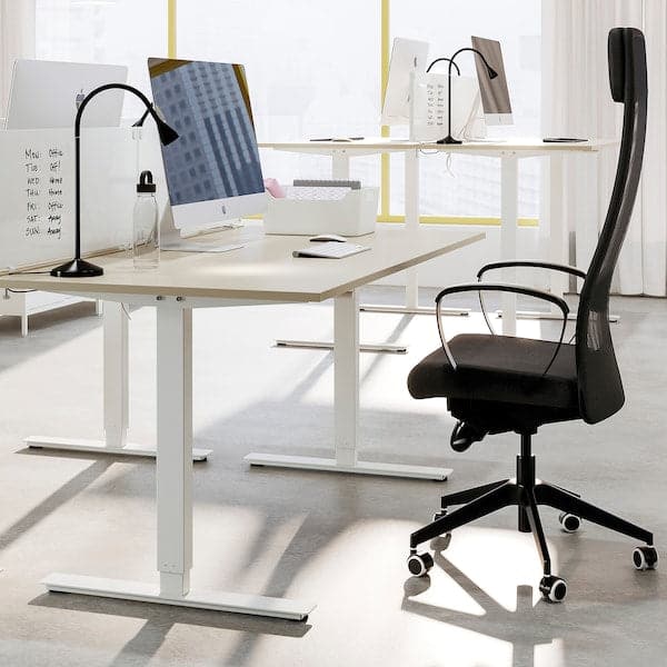 Ikea TROTTEN - Desk sit/stand, beige/white, 160x80 cm