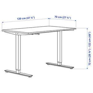 TROTTEN - Desk sit/stand, white/anthracite, 120x70 cm - best price from Maltashopper.com 39429581