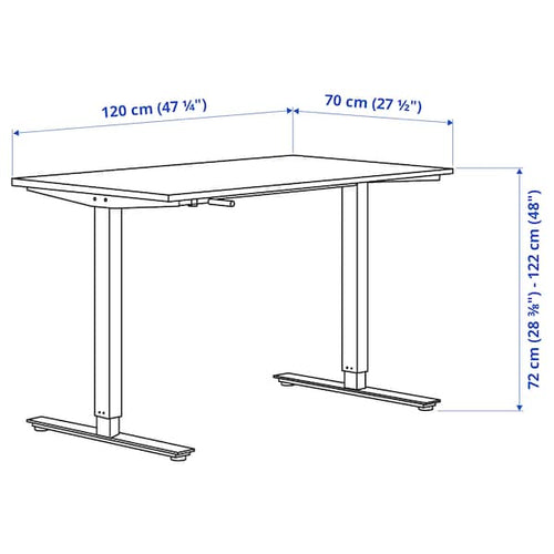 TROTTEN - Desk sit/stand, white/anthracite, 120x70 cm