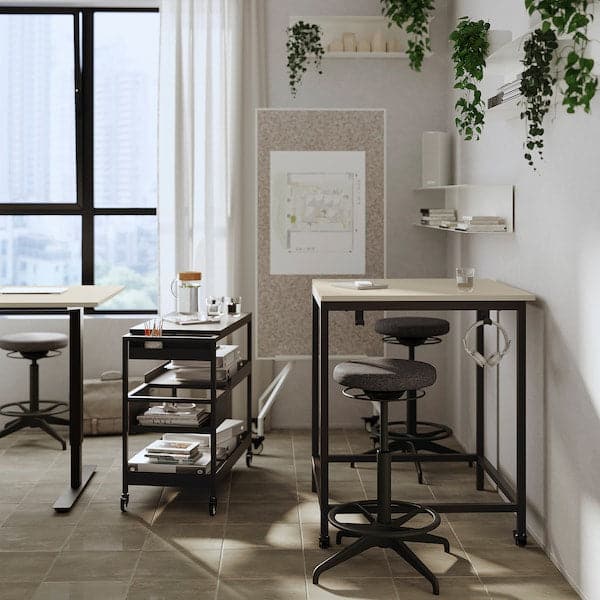 TROTTEN - Table, beige/anthracite, 80x80 cm - best price from Maltashopper.com 09429610