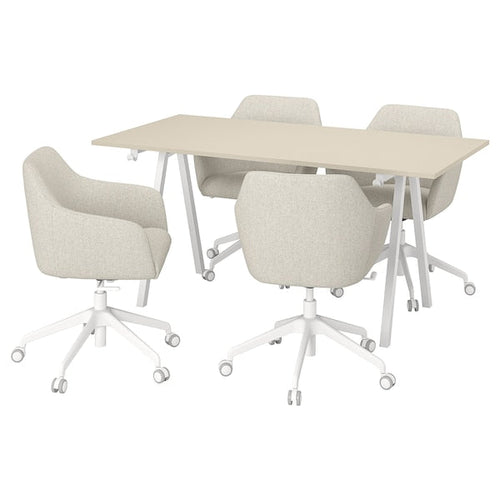 TROTTEN / TOSSBERG - Meeting table and chairs, beige/white,160x80 cm