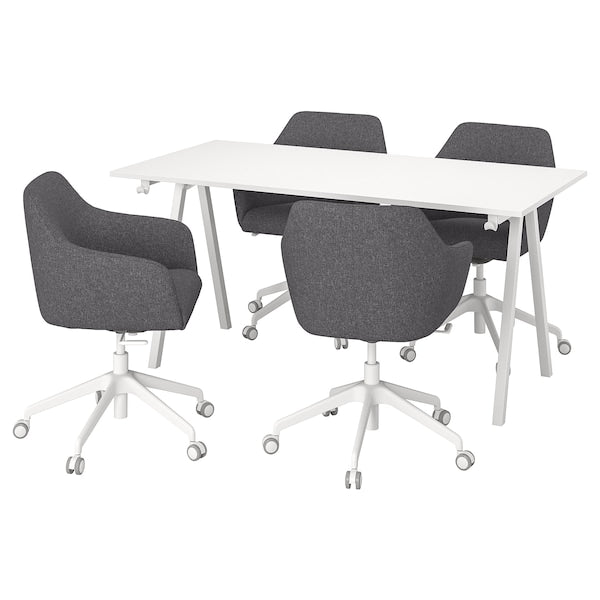 TROTTEN / TOSSBERG - Meeting table and chairs, white/dark grey,160x80 cm - best price from Maltashopper.com 39552712