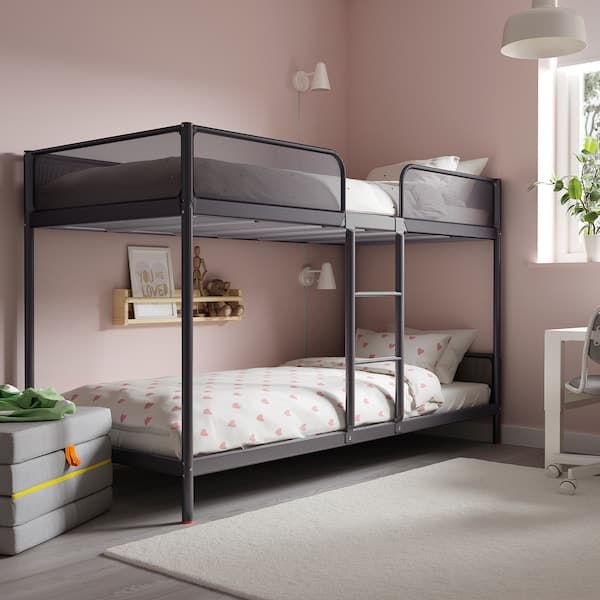 TUFFING - Bunk bed frame, dark grey, 90x200 cm - best price from Maltashopper.com 00239233