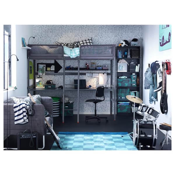 Ikea TUFFING - Loft bed frame, dark grey, 90x200 cm