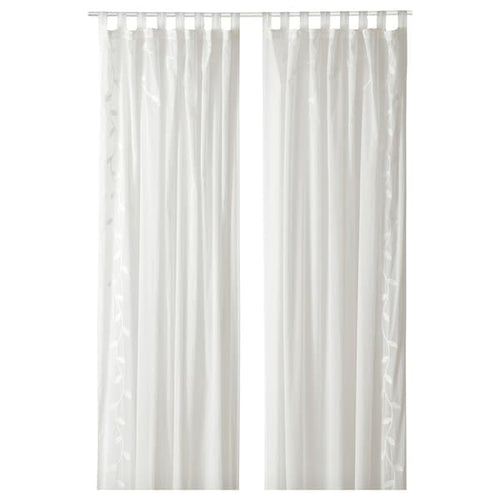 TULKÖRTSFLY - Thin curtain, 2 sheets, embroidery/leaf, 145x300 cm