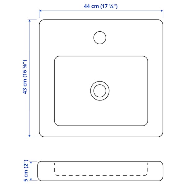 Ikea TVÄLLEN - Wash-basin with water trap, white, 44x43 cm