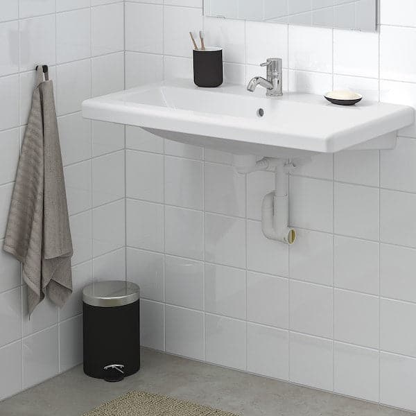 TVÄLLEN - Wash-basin with water trap, white, 84x43 cm - best price from Maltashopper.com 59443086