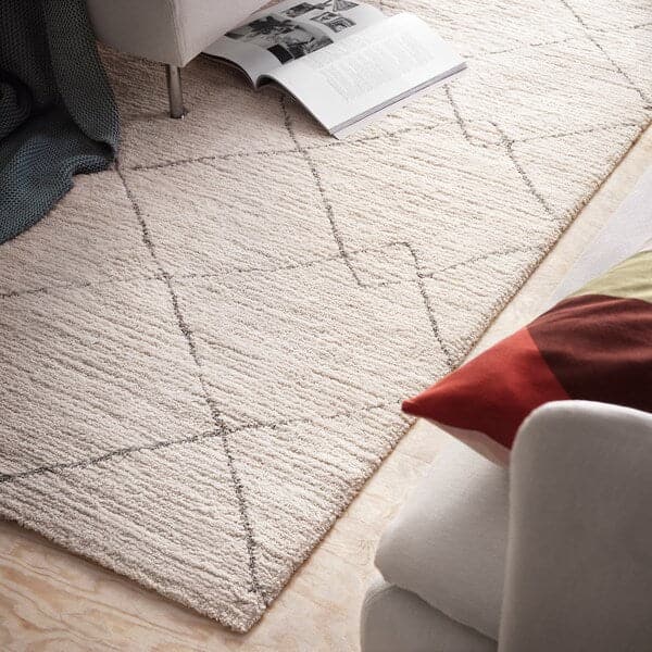 TVERSTED - Rug, low pile, beige, 133x195 cm