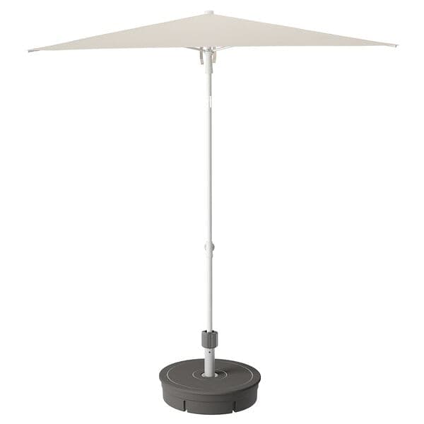 TVETÖ - Parasol, grey-beige white/Grytö grey, 180 cm