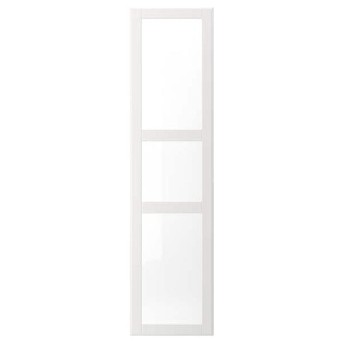 TYSSEDAL - Door with hinges, white/glass, 50x195 cm
