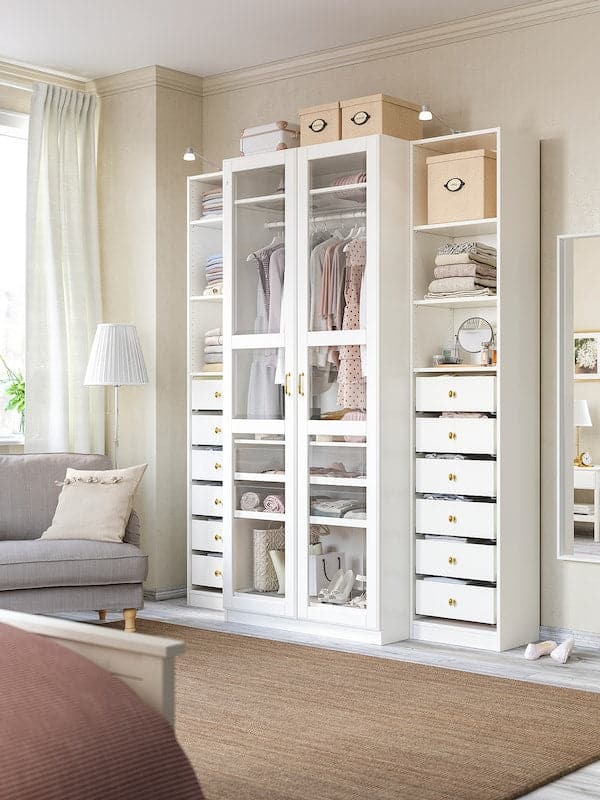 TYSSEDAL - Door with hinges, white/glass, 50x229 cm - best price from Maltashopper.com 29171949