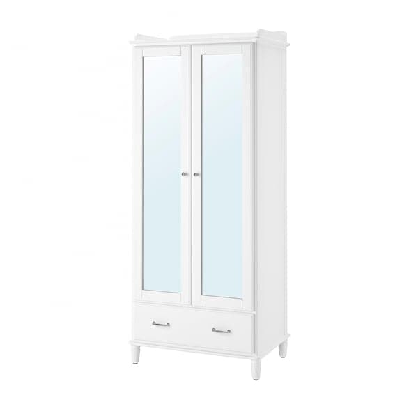 TYSSEDAL - Wardrobe, white/mirror glass, 88x58x208 cm - best price from Maltashopper.com 00298128