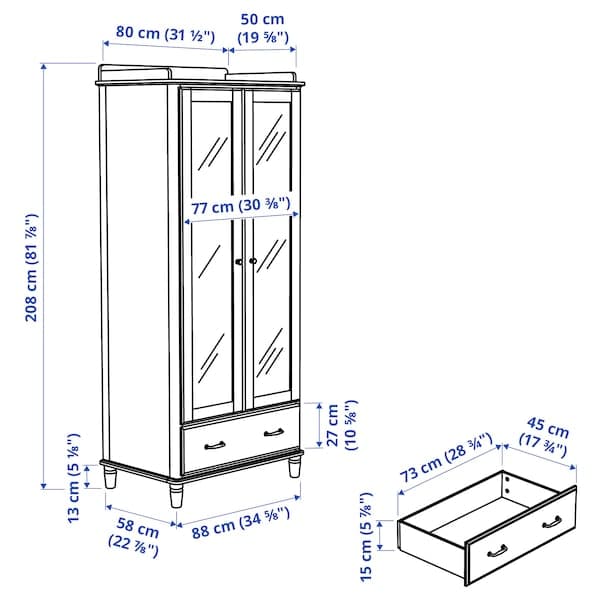 TYSSEDAL - Wardrobe, white/mirror glass