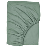 ULLVIDE fitted sheet, grey/green, 140x200 cm