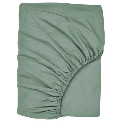 ULLVIDE fitted sheet, grey/green, 200x180 cm