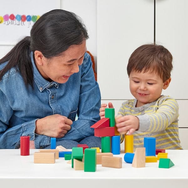 UNDERHÅLLA - 40-piece wooden building block set, multicolour - best price from Maltashopper.com 00506684