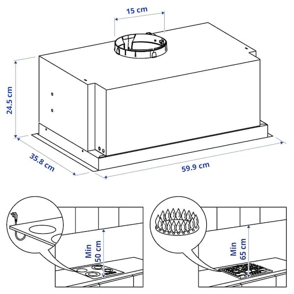 Ikea UNDERVERK Recessed suction hood - stainless steel 60 cm , 60 cm