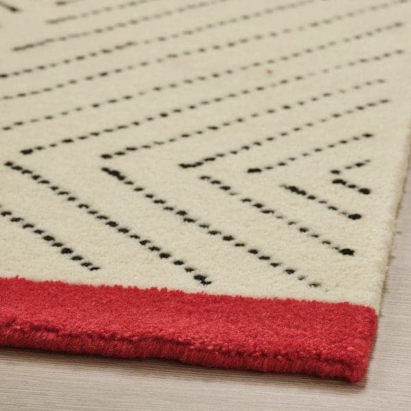 Ikea UNDERVISNING - Rug, low pile, off-white black/handmade, 170x240 cm