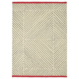UNDERVISNING rug, low pile, off-white black/handmade, 170x240 cm