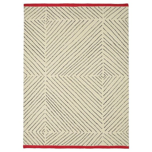Ikea UNDERVISNING - Rug, low pile, off-white black/handmade, 170x240 cm