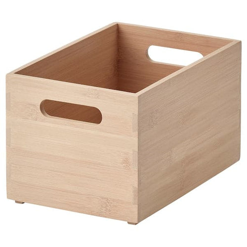 UPPDATERA storage box, light bamboo, 16x24x15 cm