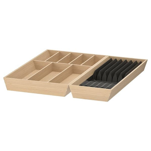 UPPDATERA - Cutlery tray/tray with knife rack, light bamboo, 52x50 cm