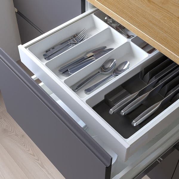UPPDATERA - Cutlery tray/tray with knife rack, white/anthracite, 52x50 cm - best price from Maltashopper.com 09500890