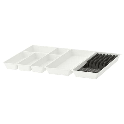 UPPDATERA - Cutlery+utsl trays/tray w knife rck, white/anthracite, 72x50 cm