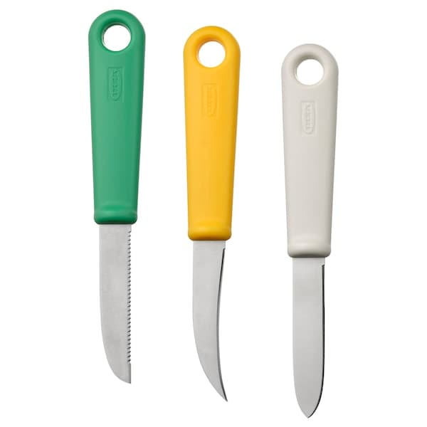 UPPFYLLD - Paring knife, set of 3, mixed colours