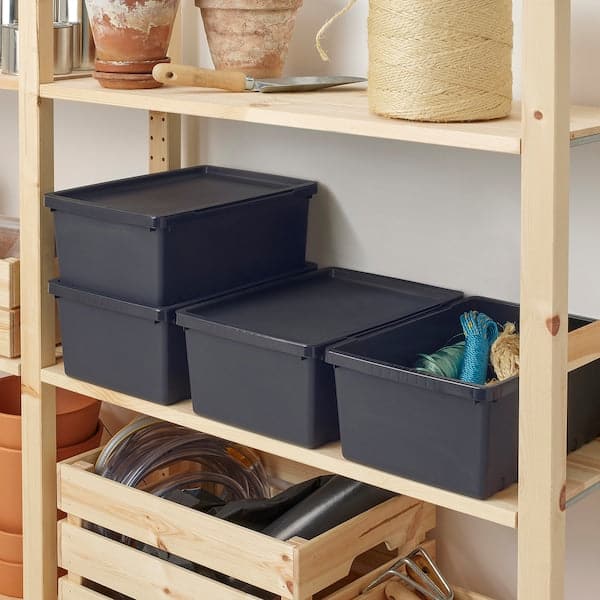 UPPSNOFSAD - Storage box with lid, black, 35x25x14 cm/9 l - best price from Maltashopper.com 99393107