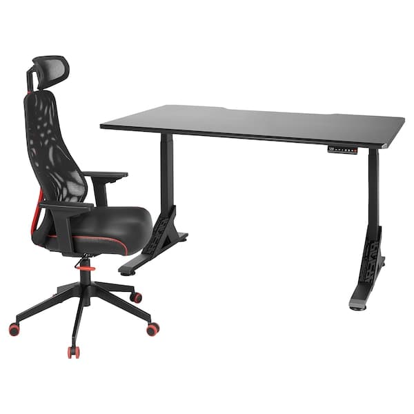 UPPSPEL / MATCHSPEL Gaming desk and chair, black , - best price from Maltashopper.com 29437157