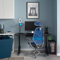 UPPSPEL / STYRSPEL - Gaming desk and chair, black blue/light grey, 140x80 cm - best price from Maltashopper.com 29491408