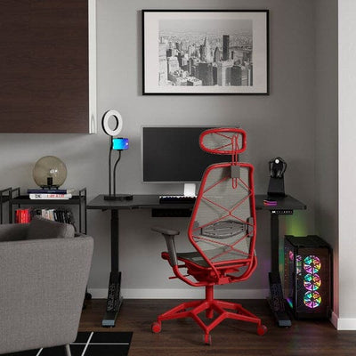 UPPSPEL / STYRSPEL - Gaming desk and chair, black grey/red, 140x80 cm , 140x80 cm - best price from Maltashopper.com 89491373