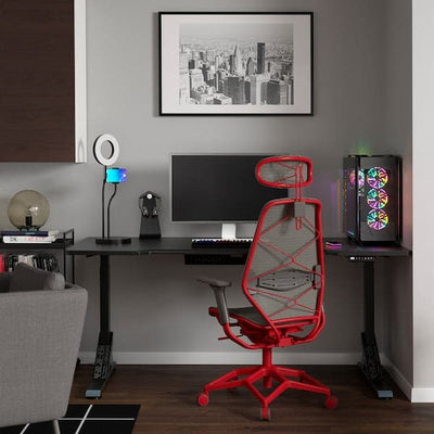 UPPSPEL / STYRSPEL - Gaming desk and chair, black grey/red, 180x80 cm , 180x80 cm - best price from Maltashopper.com 39492695