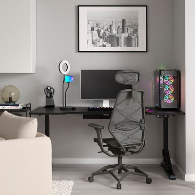 UPPSPEL / STYRSPEL - Gaming desk and chair, black/grey, 180x80 cm , 180x80 cm - best price from Maltashopper.com 99492744