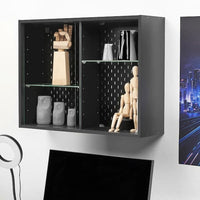 UPPSPEL - Glass-door cabinet, dark grey, 76x56 cm - best price from Maltashopper.com 90507636