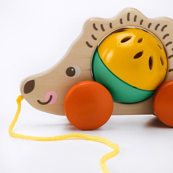 Ikea UPPSTÅ - Pull toy, hedgehog/multicolour
