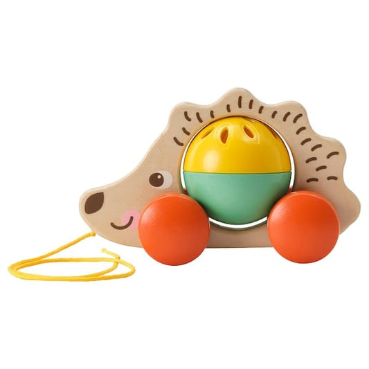 Ikea UPPSTÅ - Pull toy, hedgehog/multicolour