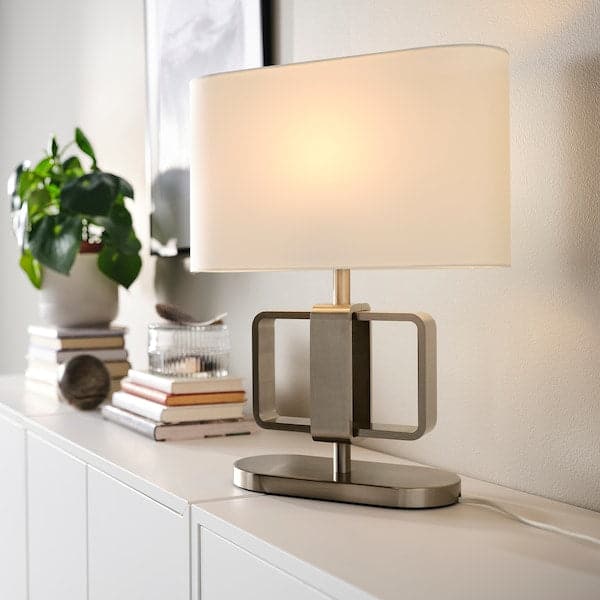 Ikea UPPVIND Table lamp - nickel/white 47 cm