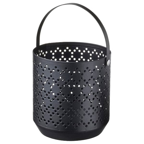 URSKILJA - Lantern for tealight, black, 11 cm