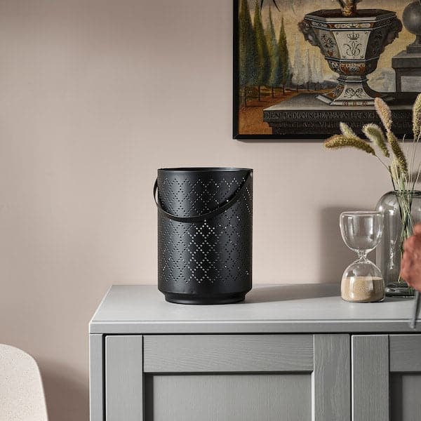 Ikea URSKILJA - Lantern for block candle, black, 22 cm