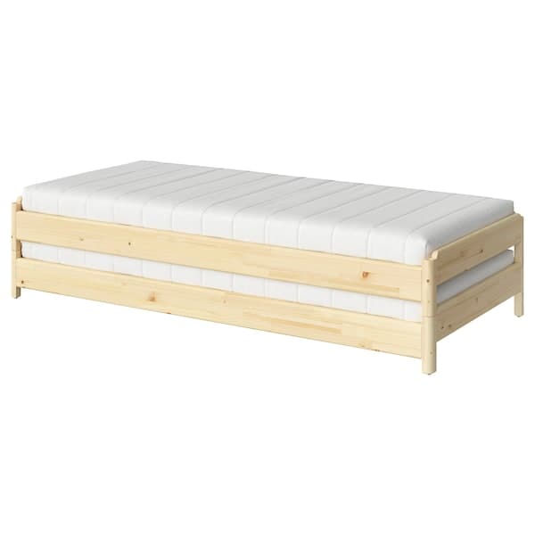 UTÅKER - Stackable bed with 2 mattresses, pine/Åfjäll rigid, , 80x200 cm - best price from Maltashopper.com 99521510