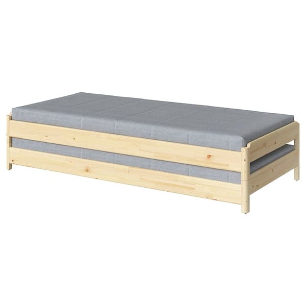 Ikea UTÅKER Stackable bed with 2 mattresses - pine/Ågotnes rigid 80x200 cm , 80x200 cm
