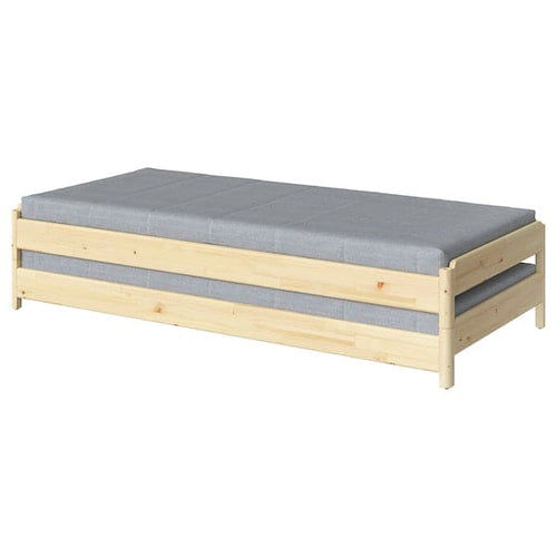 UTÅKER Stackable bed with 2 mattresses - pine/Ågotnes rigid 80x200 cm , 80x200 cm
