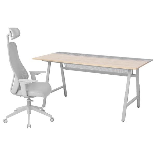Ikea UTESPELARE / MATCHSPEL - Gaming desk and chair, ash/light grey effect ,