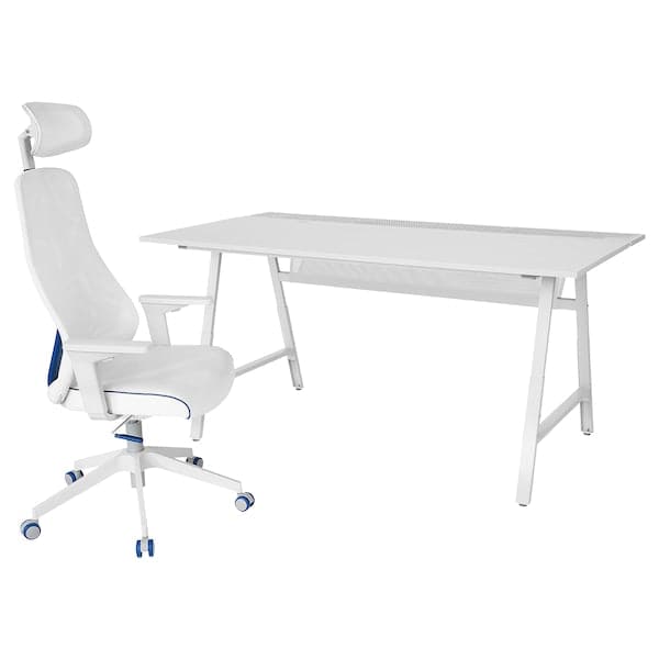 UTESPELARE / MATCHSPEL Gaming desk and chair - light grey/white