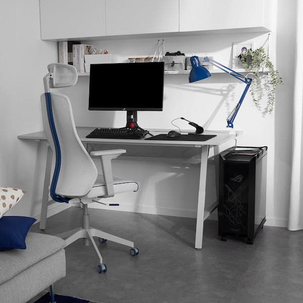 UTESPELARE / MATCHSPEL Gaming desk and chair - light grey/white
